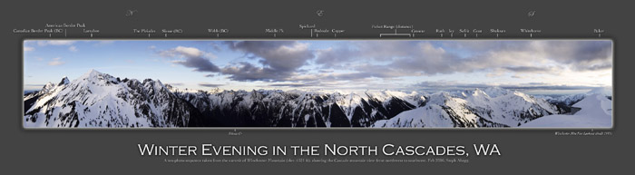 Winter Evening in the North Cascades Panorama